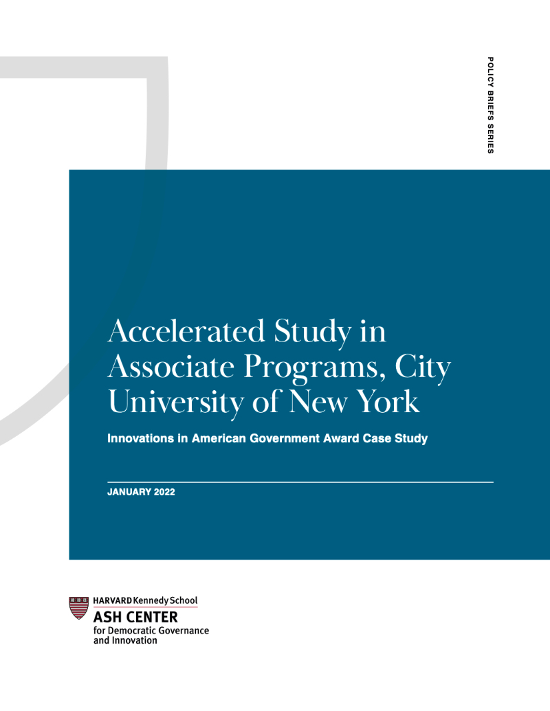 Accelerated Study in Associate Programs, City University of New York: Innovations in American Government Award Case Study
