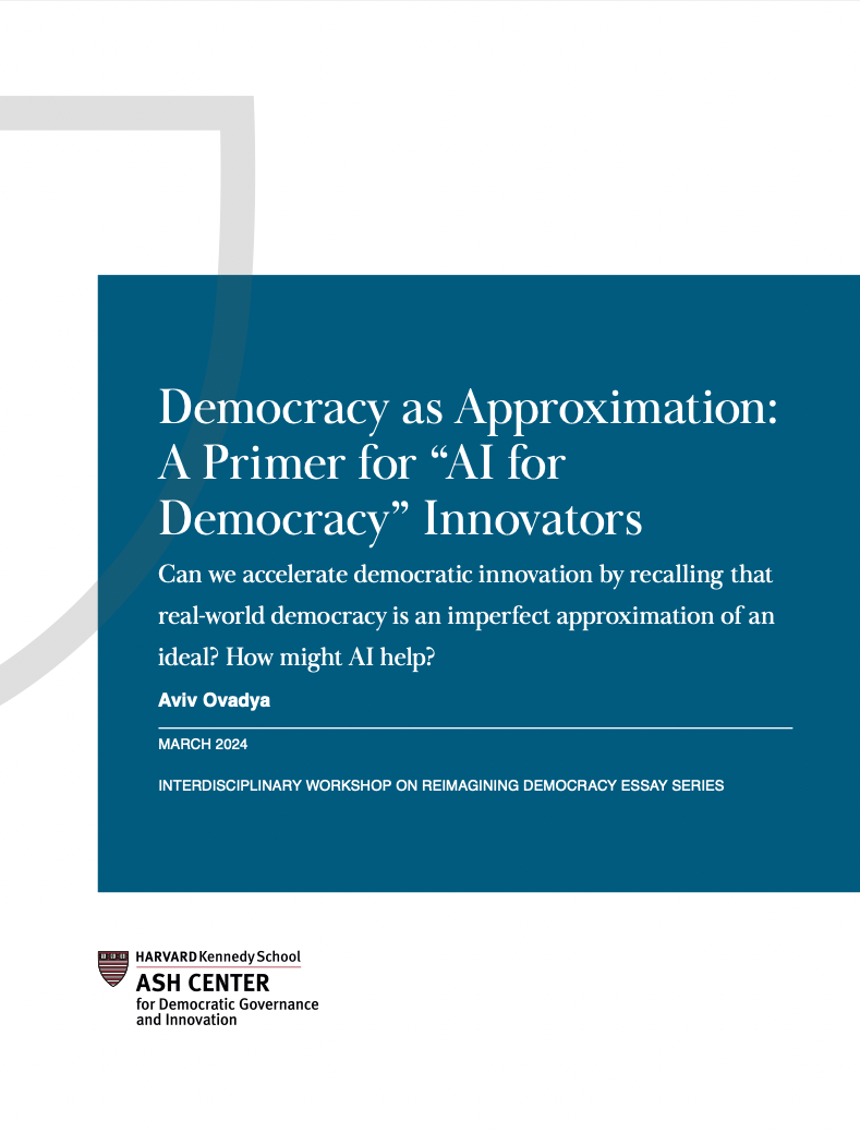 Democracy as Approximation: A Primer for “AI forDemocracy” Innovators