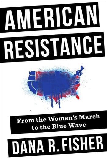 American Resistance book cover featuring a map of the US spray painted with a big blue circle