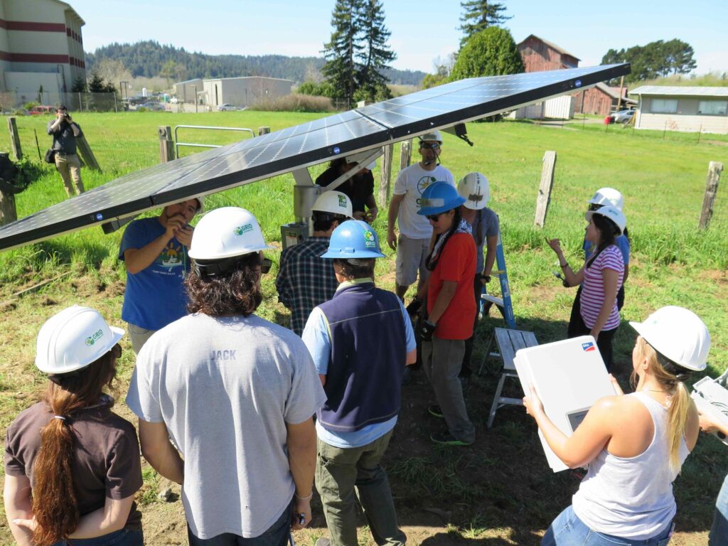 A team analyzes an electric microgrid, which provides low-carbon power to the Blue Lake Rancheria (Photo courtesy of Blue Lake Rancheria)