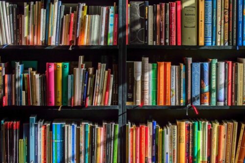 Picture of colorful bookshelf