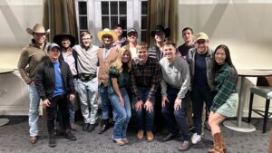 Josh Cortez and friends at a Texas Independence Day celebration at Harvard 
