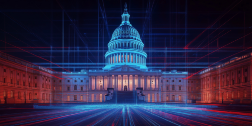 The U.S. Capitol with a digital grid overlay.