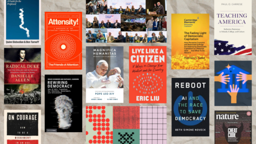 A collage of book covers from the Allen Lab summer reading list.