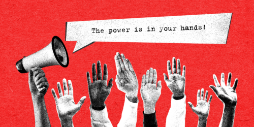 Intercom with Hands held high