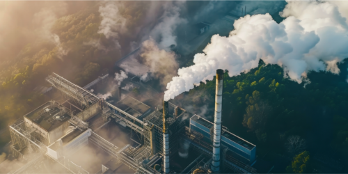Carbon Emission aerial view.