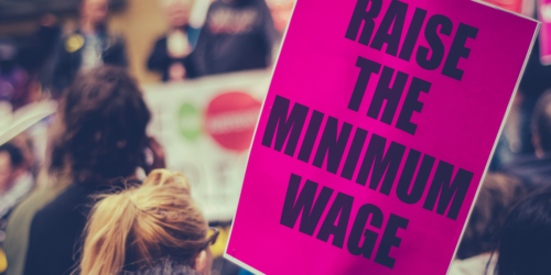 Protest for raising the minimum wage